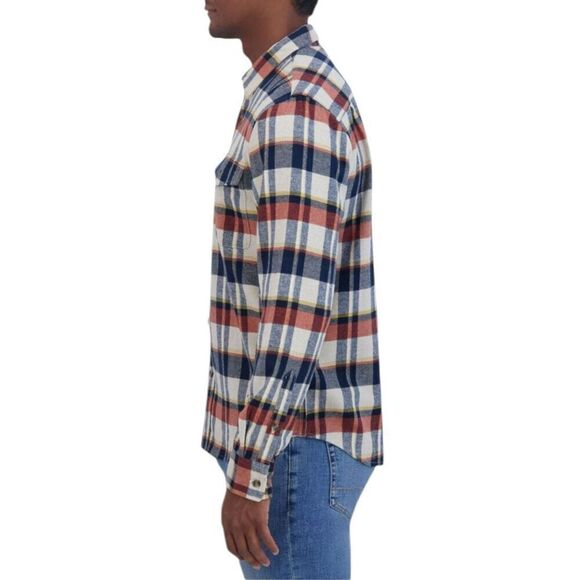 Lucky Brand Men's Flannel Orange Multi Plaid Size Small - Picture 4 of 14